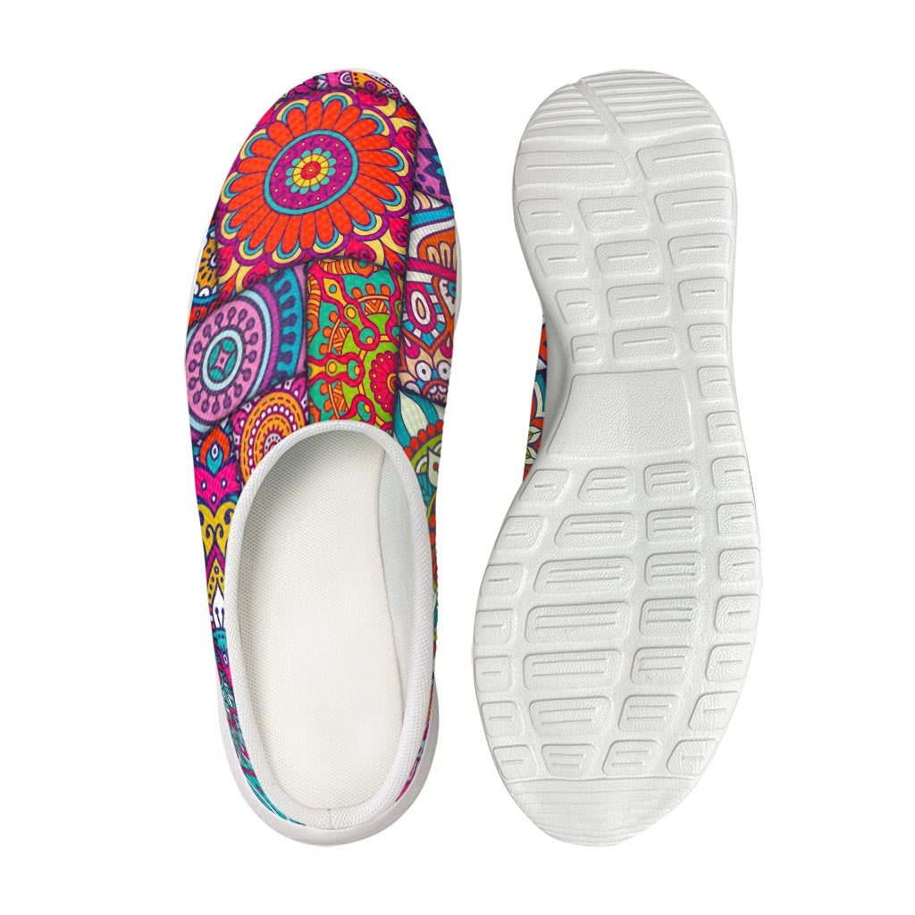 Square Bohemian Mandala Patchwork Print Mesh Casual Shoes
