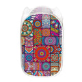 Square Bohemian Mandala Patchwork Print Mesh Laundry Hamper