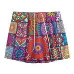 Square Bohemian Mandala Patchwork Print Mesh Shorts