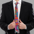 Square Bohemian Mandala Patchwork Print Necktie