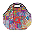 Square Bohemian Mandala Patchwork Print Neoprene Lunch Bag