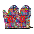 Square Bohemian Mandala Patchwork Print Oven Mitts