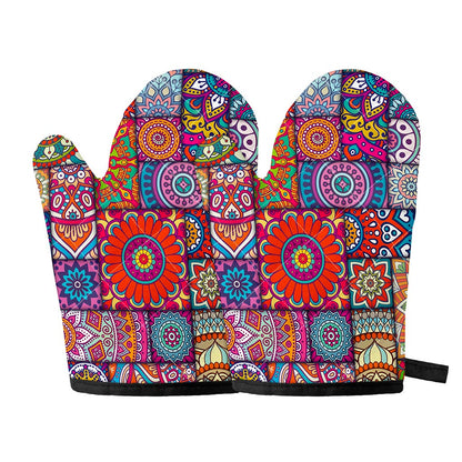 Square Bohemian Mandala Patchwork Print Oven Mitts