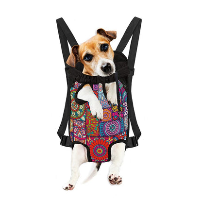 Square Bohemian Mandala Patchwork Print Pet Carrier Backpack