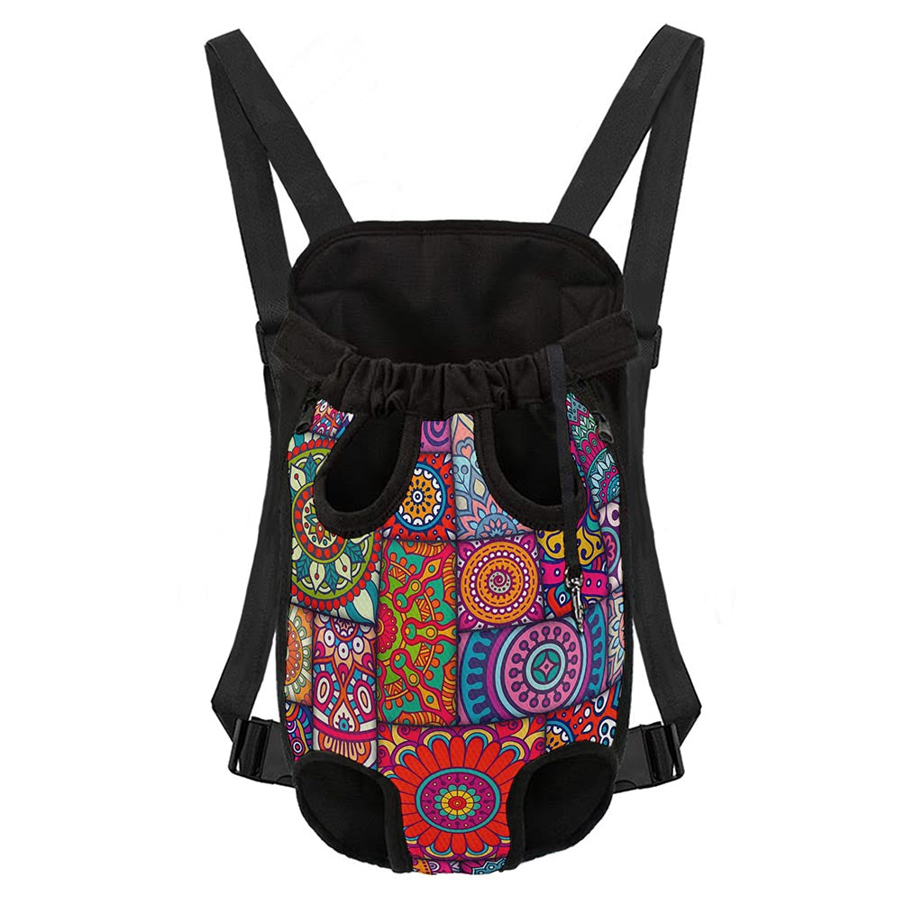 Square Bohemian Mandala Patchwork Print Pet Carrier Backpack