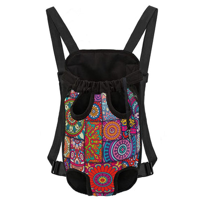 Square Bohemian Mandala Patchwork Print Pet Carrier Backpack