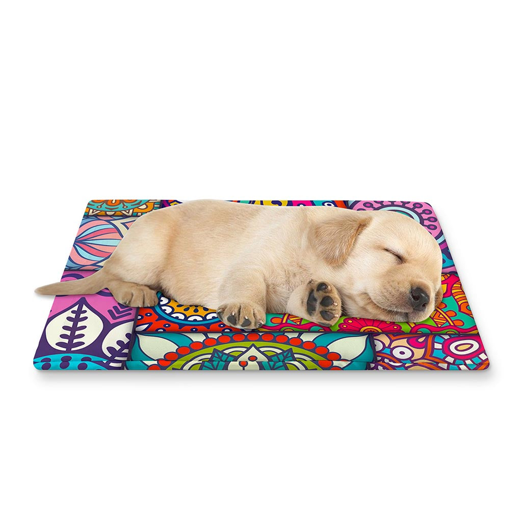 Square Bohemian Mandala Patchwork Print Pet Cooling Mat Cover