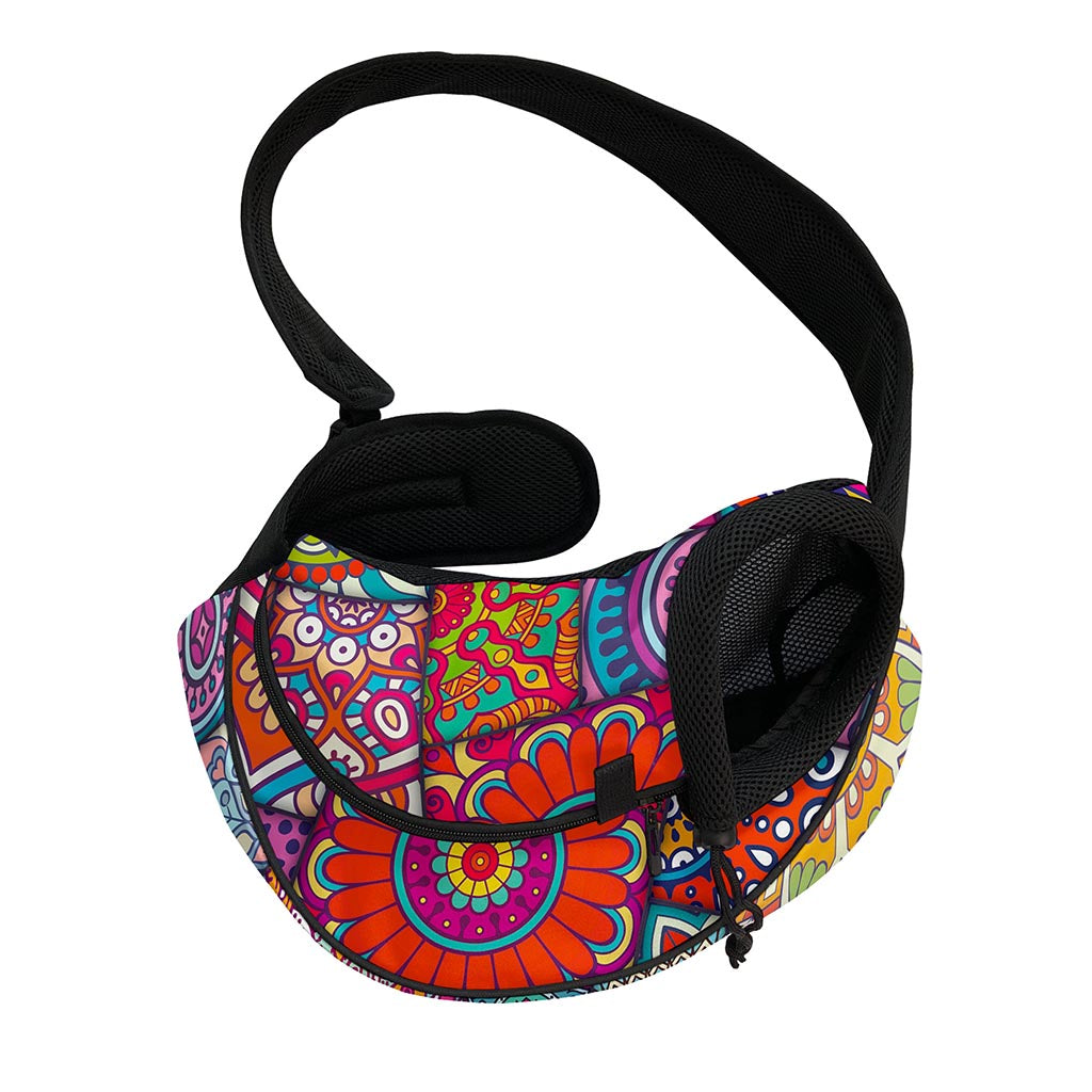 Square Bohemian Mandala Patchwork Print Pet Sling Carrier