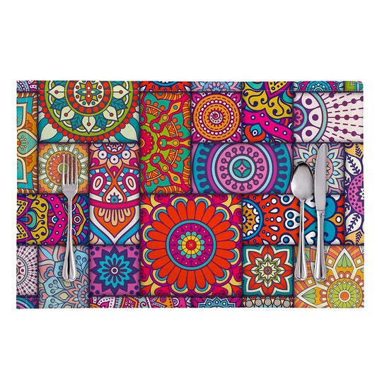 Square Bohemian Mandala Patchwork Print Placemat