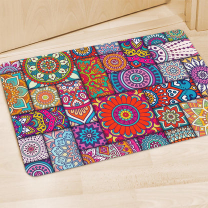 Square Bohemian Mandala Patchwork Print Polyester Doormat