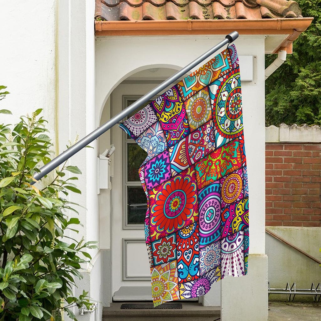 Square Bohemian Mandala Patchwork Print Polyester Flag