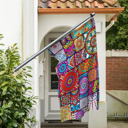 Square Bohemian Mandala Patchwork Print Polyester Flag