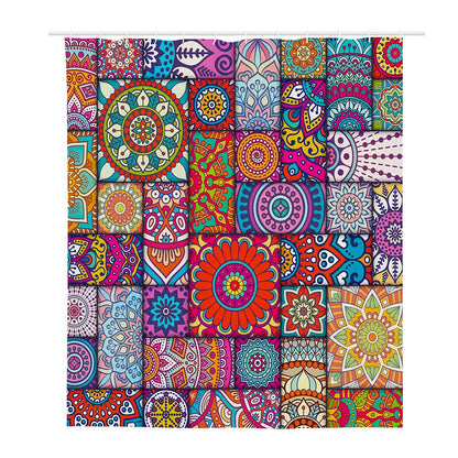Square Bohemian Mandala Patchwork Print Polyester Shower Curtain