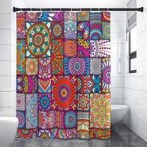 Square Bohemian Mandala Patchwork Print Premium Shower Curtain