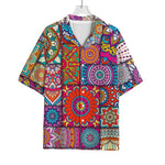Square Bohemian Mandala Patchwork Print Rayon Hawaiian Shirt