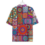 Square Bohemian Mandala Patchwork Print Rayon Hawaiian Shirt