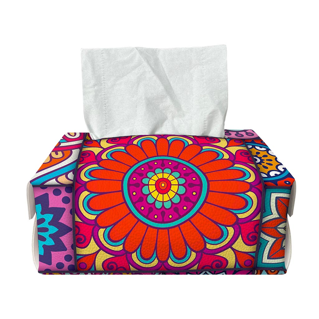 Square Bohemian Mandala Patchwork Print Rectangle Tissue Box Cover