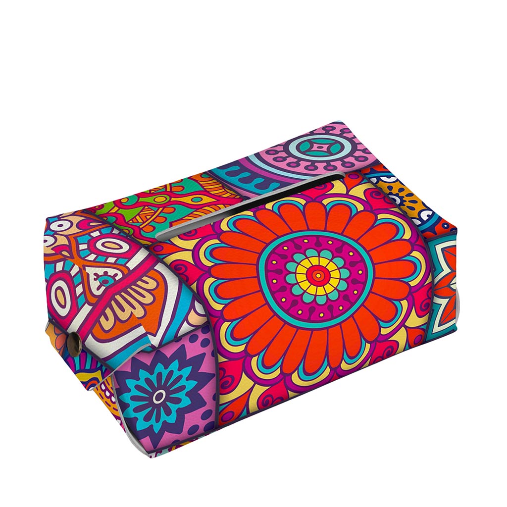 Square Bohemian Mandala Patchwork Print Rectangle Tissue Box Cover