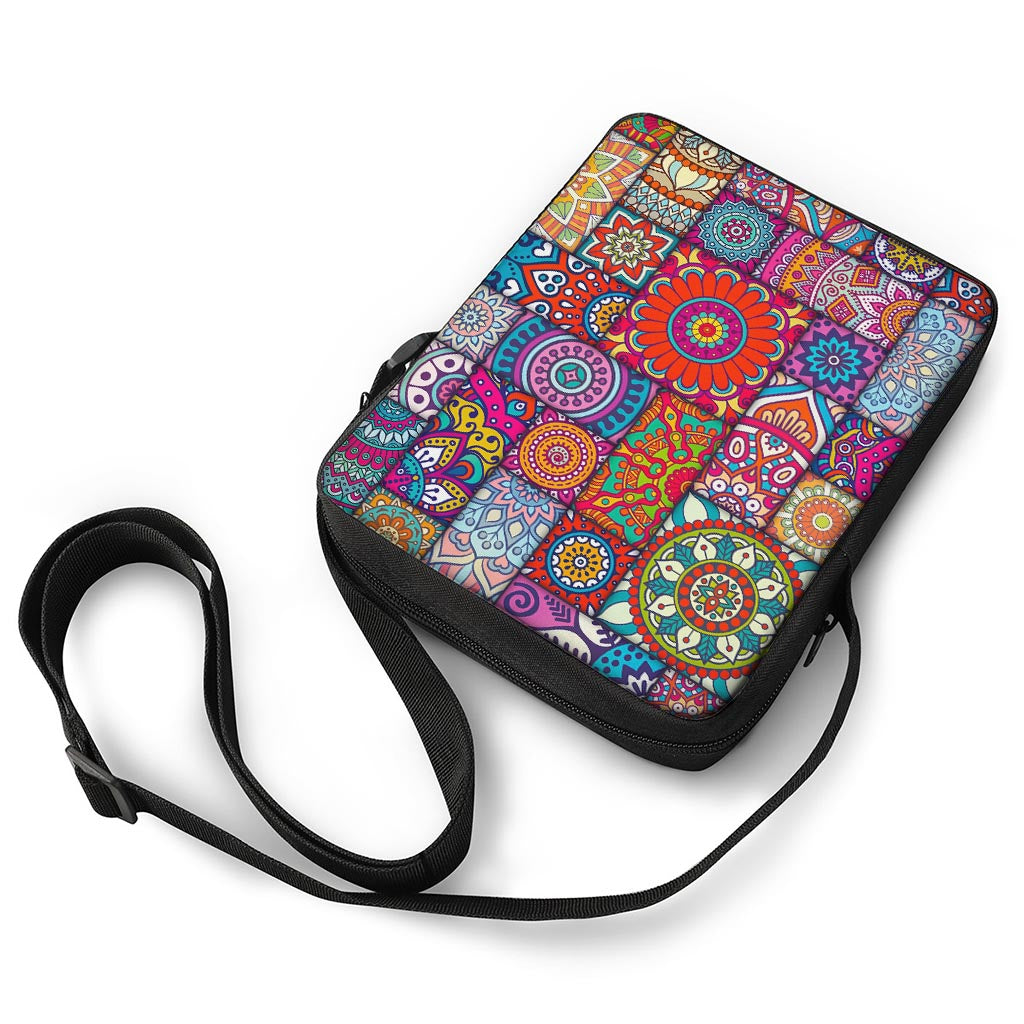 Square Bohemian Mandala Patchwork Print Rectangular Crossbody Bag
