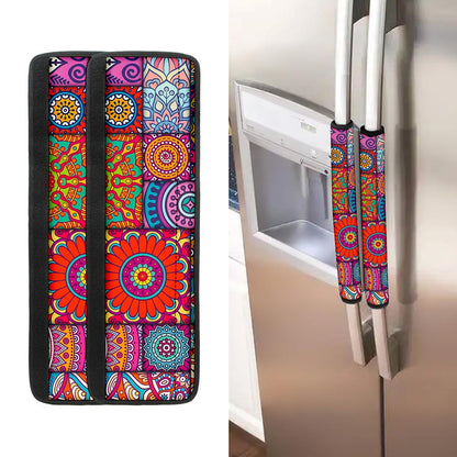 Square Bohemian Mandala Patchwork Print Refrigerator Handle Covers