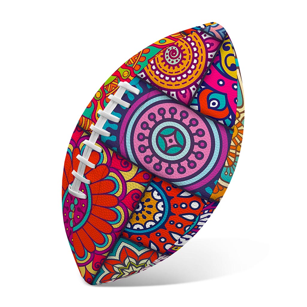 Square Bohemian Mandala Patchwork Print Rugby Ball
