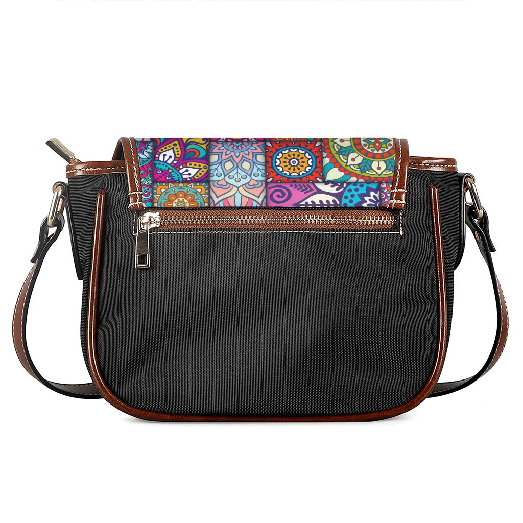 Square Bohemian Mandala Patchwork Print Saddle Bag
