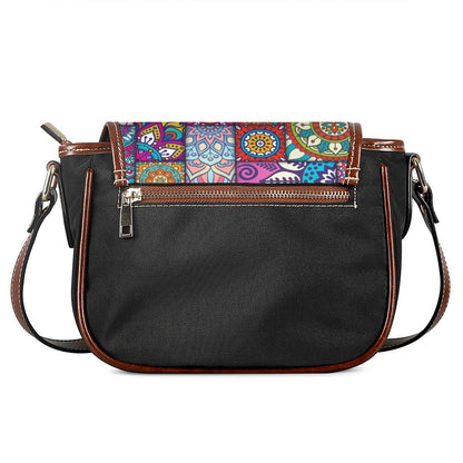 Square Bohemian Mandala Patchwork Print Saddle Bag