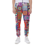 Square Bohemian Mandala Patchwork Print Scuba Joggers