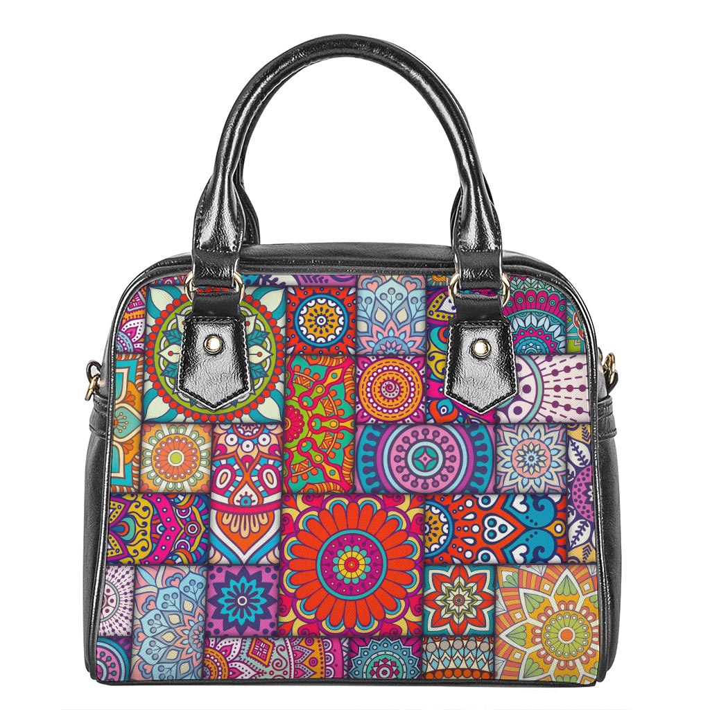 Square Bohemian Mandala Patchwork Print Shoulder Handbag