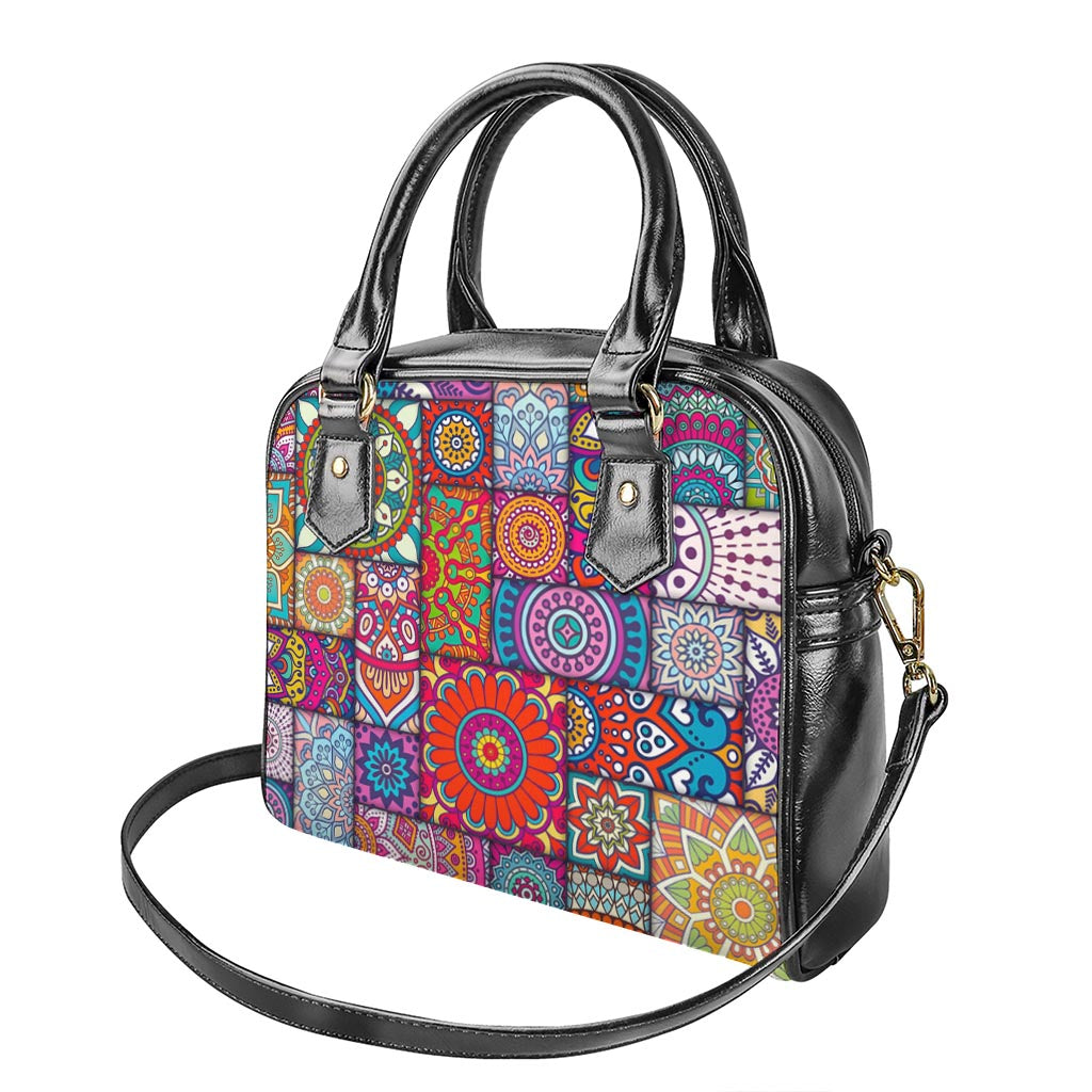 Square Bohemian Mandala Patchwork Print Shoulder Handbag