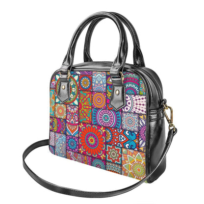 Square Bohemian Mandala Patchwork Print Shoulder Handbag