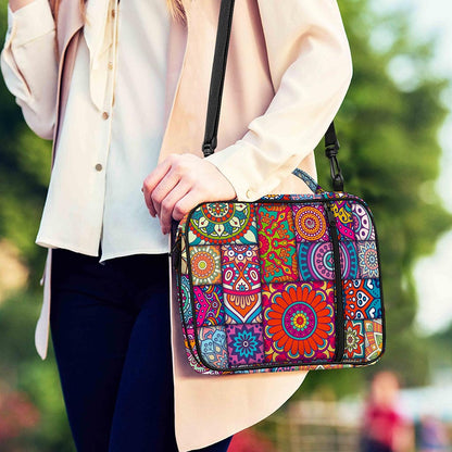 Square Bohemian Mandala Patchwork Print Shoulder Strap Bible Bag