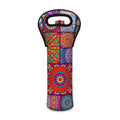 Square Bohemian Mandala Patchwork Print Single Neoprene Wine Tote