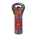 Square Bohemian Mandala Patchwork Print Single Neoprene Wine Tote