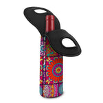 Square Bohemian Mandala Patchwork Print Single Neoprene Wine Tote