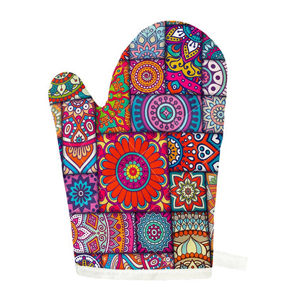 Square Bohemian Mandala Patchwork Print Single Oven Mitt