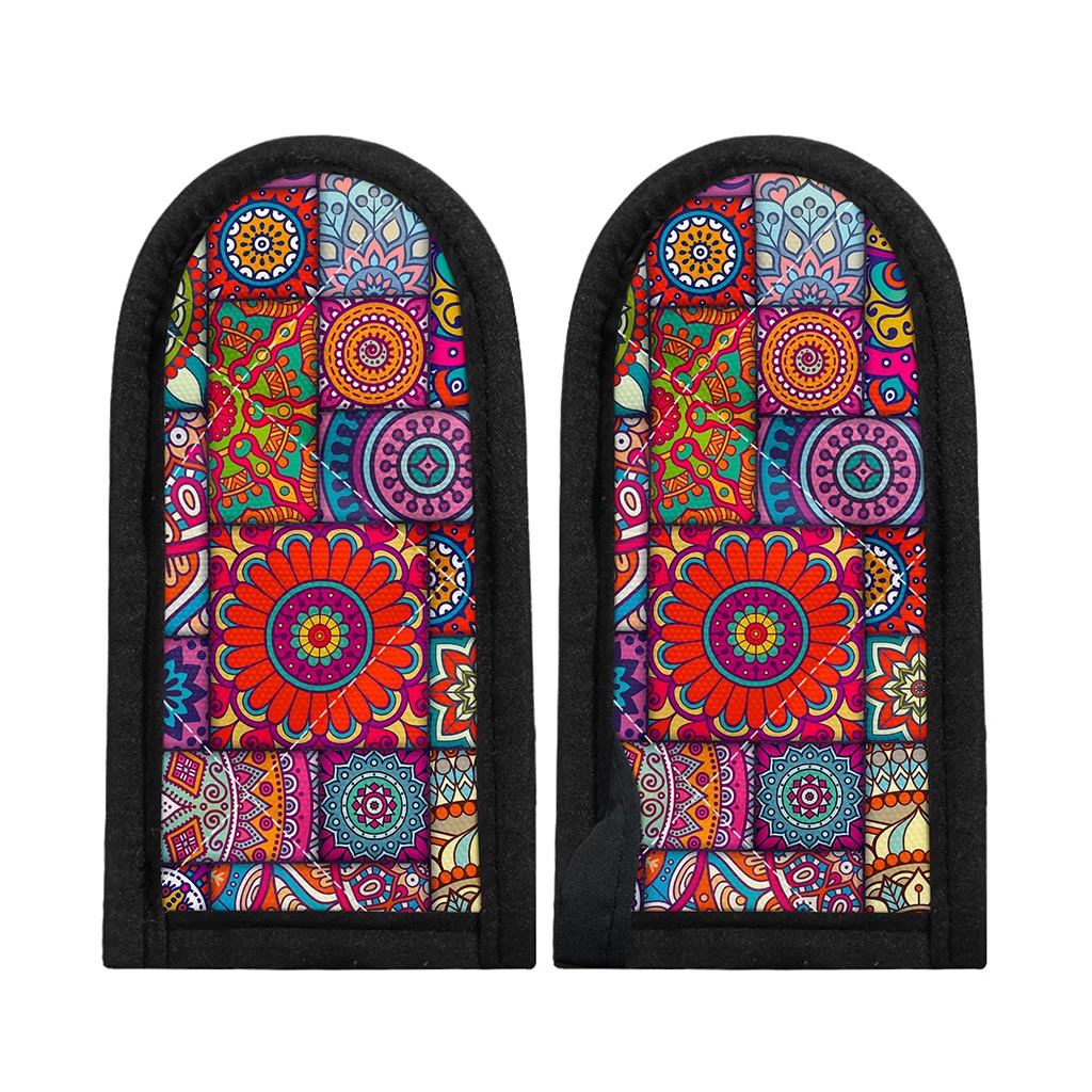 Square Bohemian Mandala Patchwork Print Skillet Handle Cover