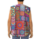 Square Bohemian Mandala Patchwork Print Sleeveless Baseball Jersey