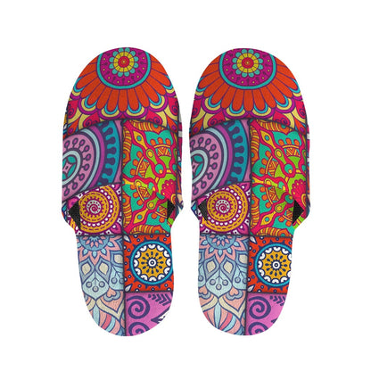 Square Bohemian Mandala Patchwork Print Slippers