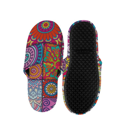 Square Bohemian Mandala Patchwork Print Slippers
