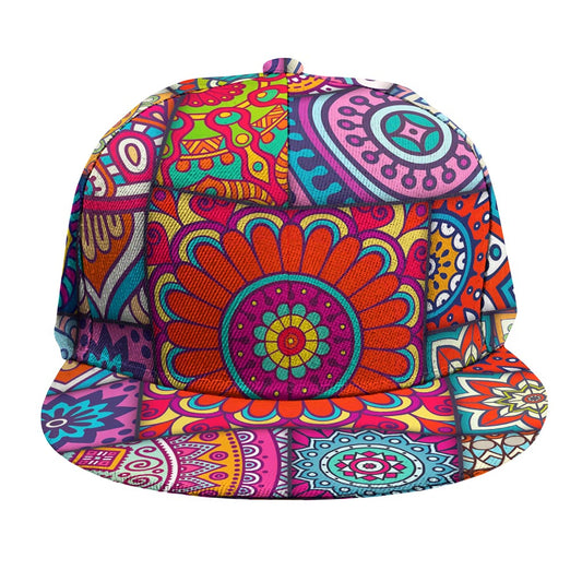 Square Bohemian Mandala Patchwork Print Snapback Cap