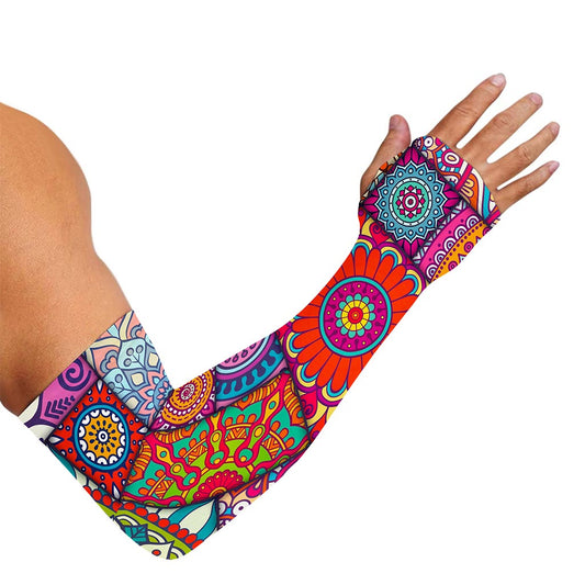 Square Bohemian Mandala Patchwork Print Sun Protection Arm Sleeves