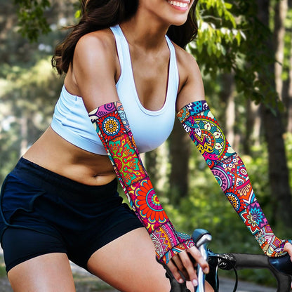 Square Bohemian Mandala Patchwork Print Sun Protection Arm Sleeves