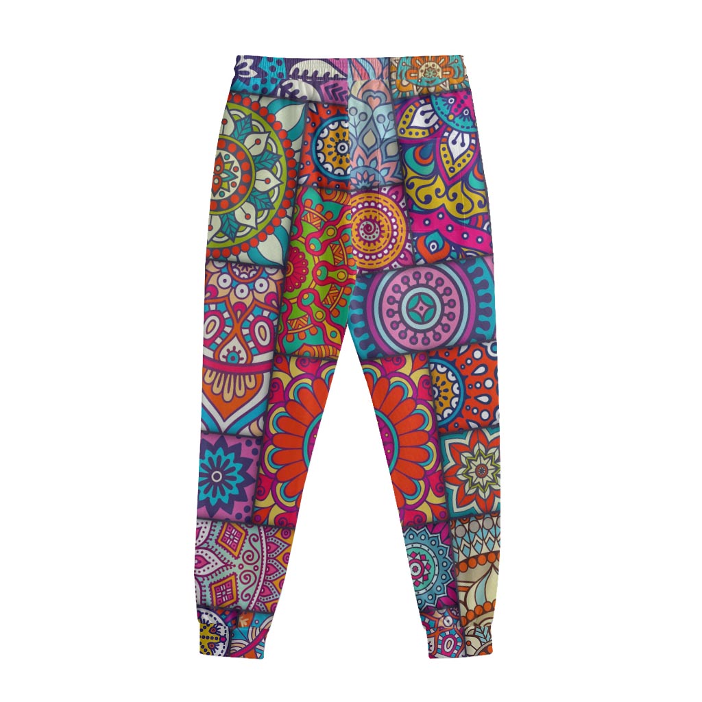 Square Bohemian Mandala Patchwork Print Sweatpants