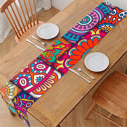 Square Bohemian Mandala Patchwork Print Table Runner