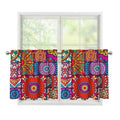 Square Bohemian Mandala Patchwork Print Tier Curtains