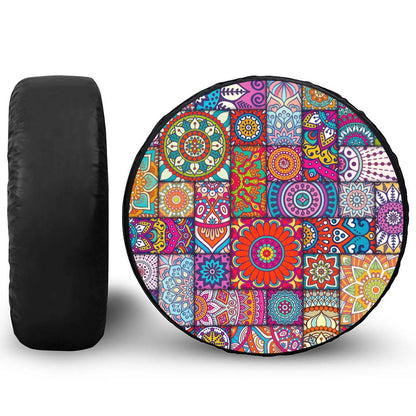 Square Bohemian Mandala Patchwork Print Tire Cover