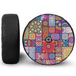 Square Bohemian Mandala Patchwork Print Tire Cover With Camera Hole