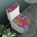 Square Bohemian Mandala Patchwork Print Toilet Lid And Tank Cover Set