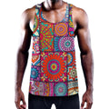 Square Bohemian Mandala Patchwork Print Men's Workout Tank Top